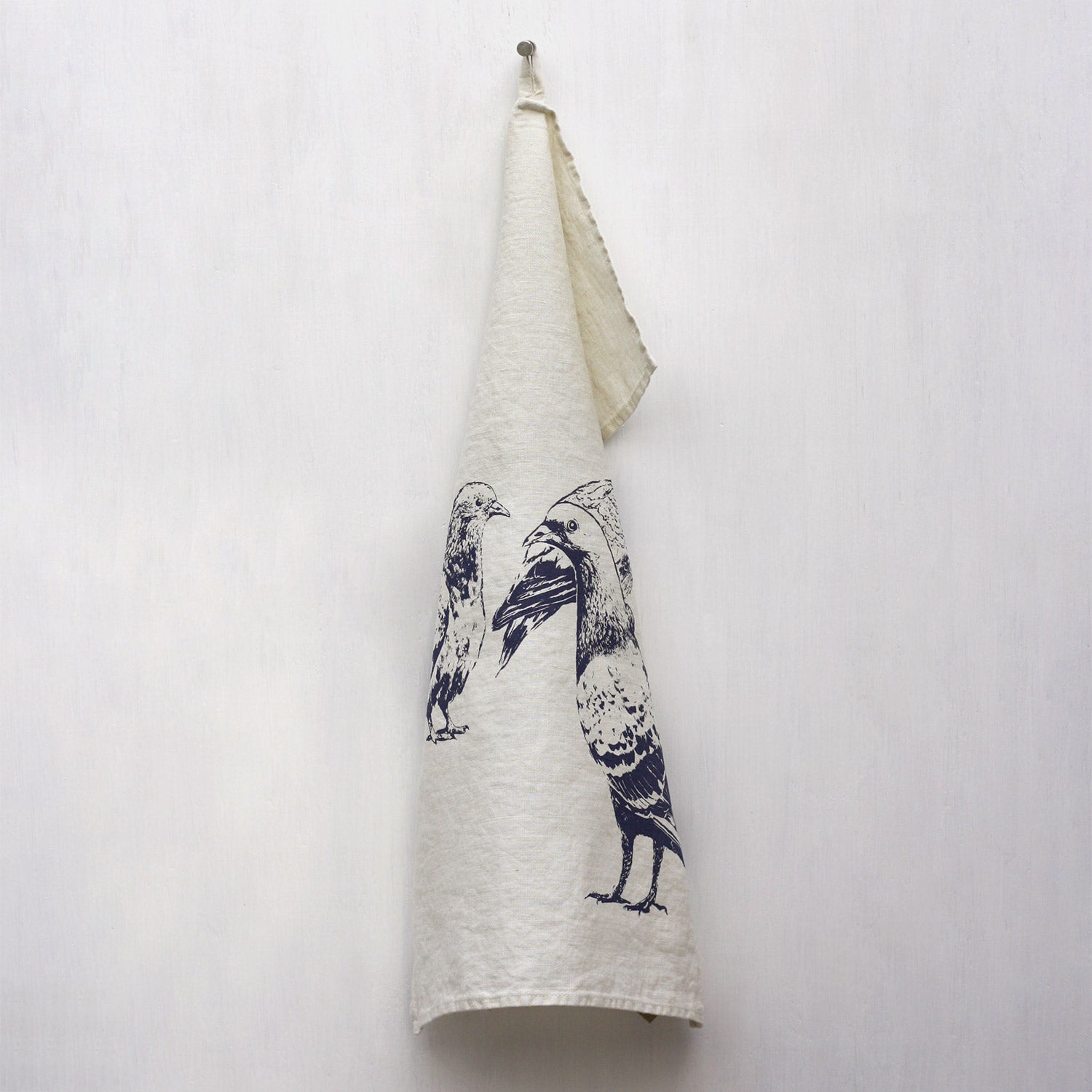 Frohstoff Geschirrtuch Leinen pine - graulila Taubentrio