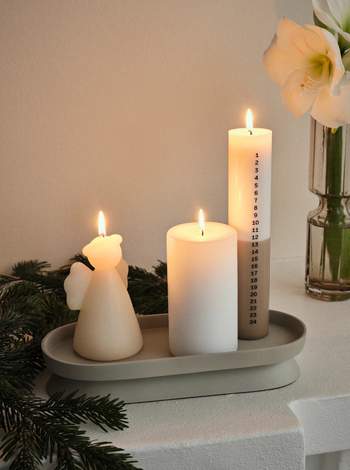 BROSTE COPENHAGEN Duo Kalenderlicht Off White/Linen