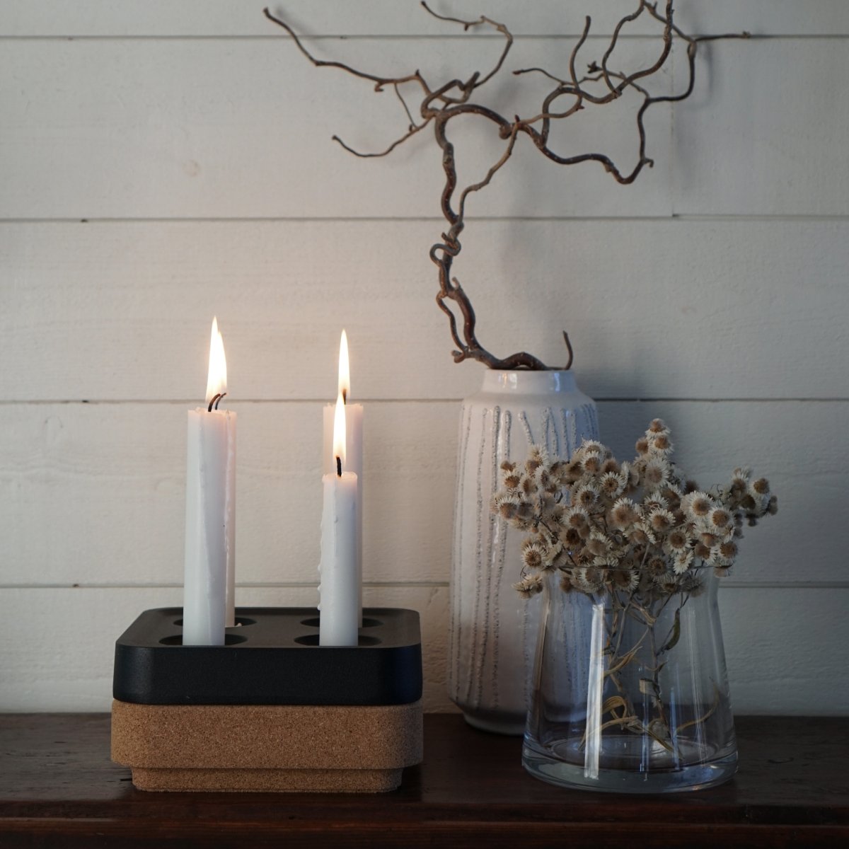 Born in Sweden Stumpastaken FYRAN Giftset - korkbowl, matches - Teeliesel Aluminium, schwarz