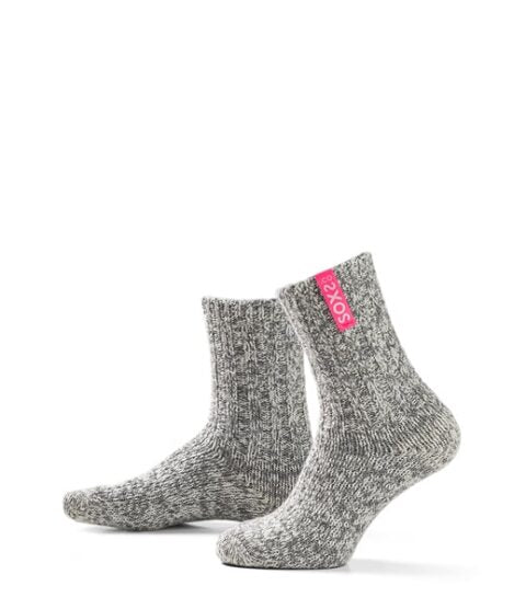 SOXS Graue Woll-Damensocken mittelhoch bubble gum