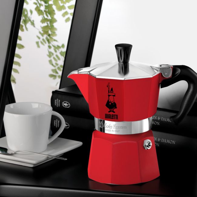 Bialetti Moka Express Rot Espressokocher - Teeliesel 3 Tassen, 6 Tassen