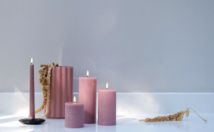 Uyuni LED Pillar Kerze dusty rose Rustic 7,8x10cm - Teeliesel Default Title