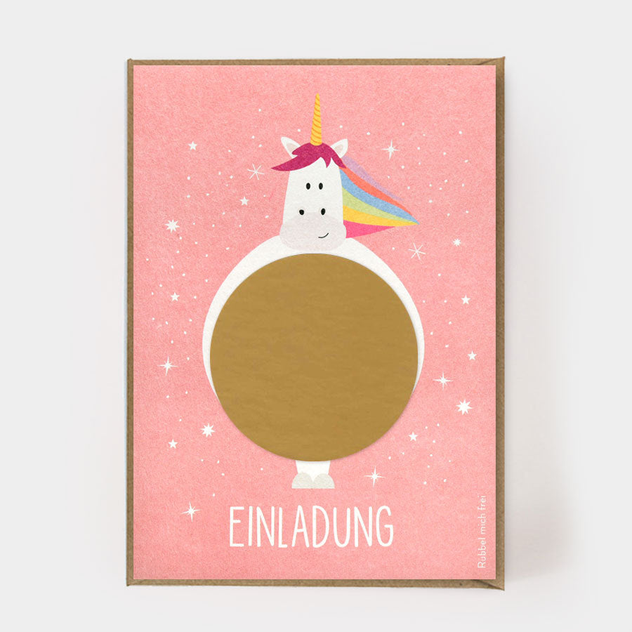 Kartenmarie RUBBELKARTE EINHORN EINLADUNG - Teeliesel Default Title