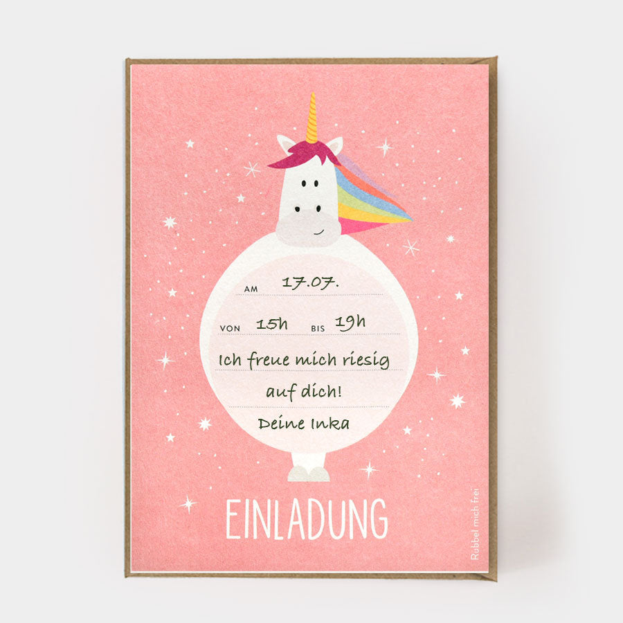 Kartenmarie RUBBELKARTE EINHORN EINLADUNG - Teeliesel Default Title