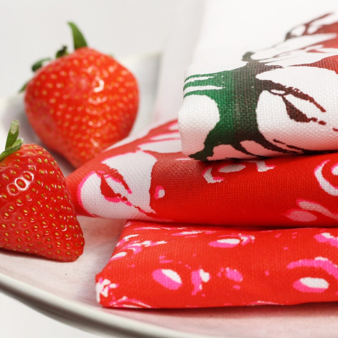 Frohstoff Geschirrtuch Erdbeere rot-grün - Teeliesel Default Title