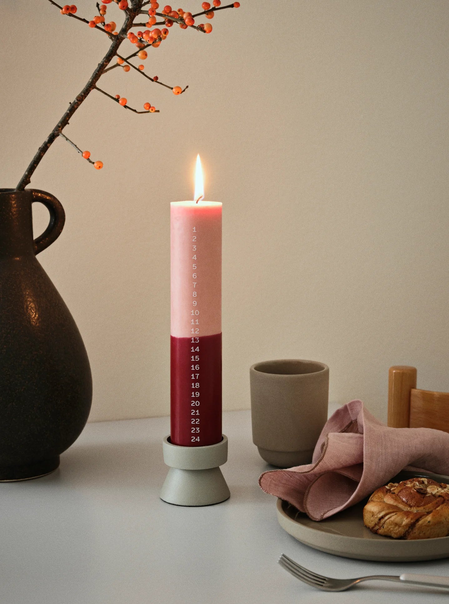 BROSTE COPENHAGEN Duo Kalenderlicht Peach/Burgundy