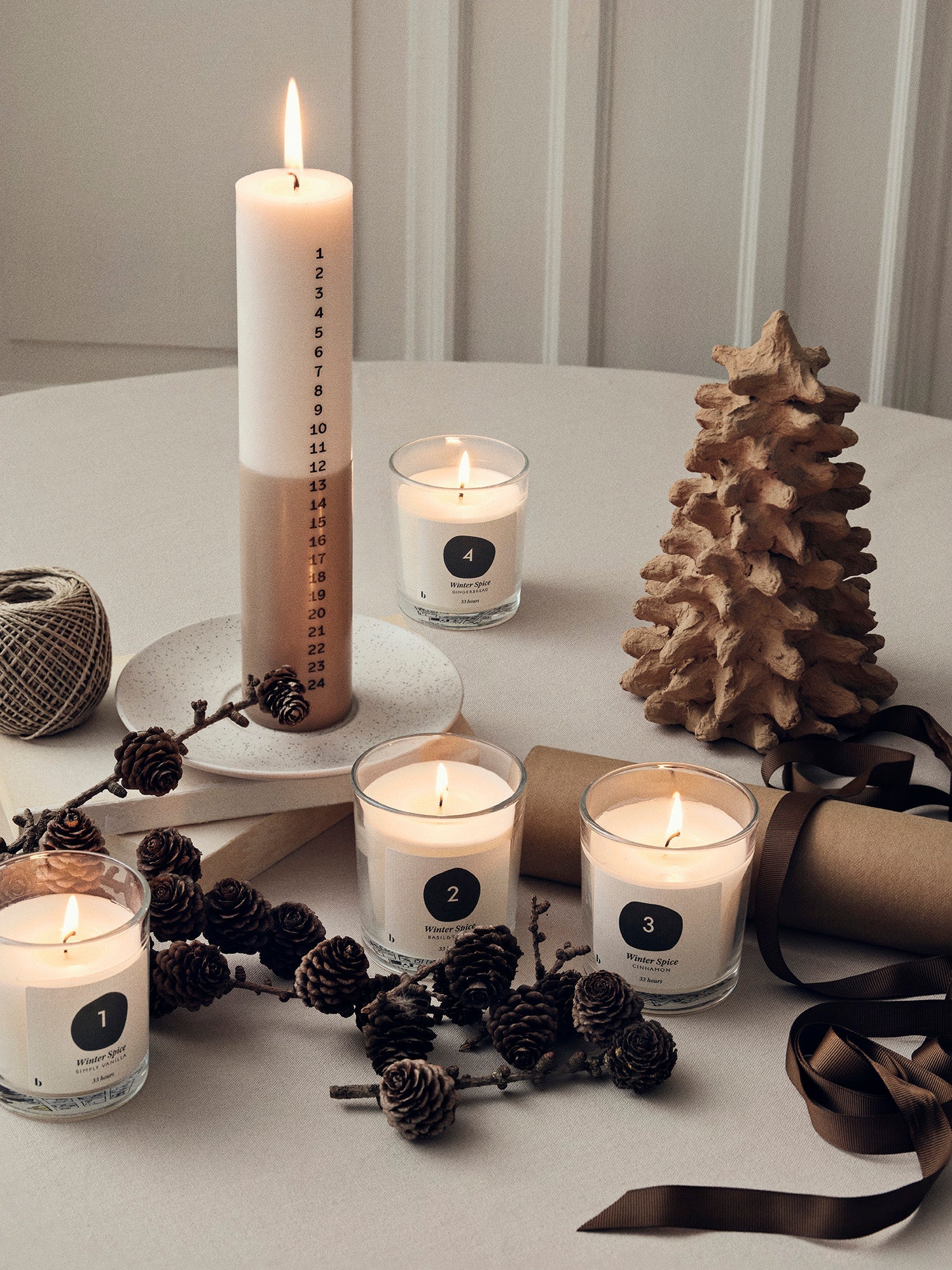 BROSTE COPENHAGEN Duo Kalenderlicht Off White/Linen