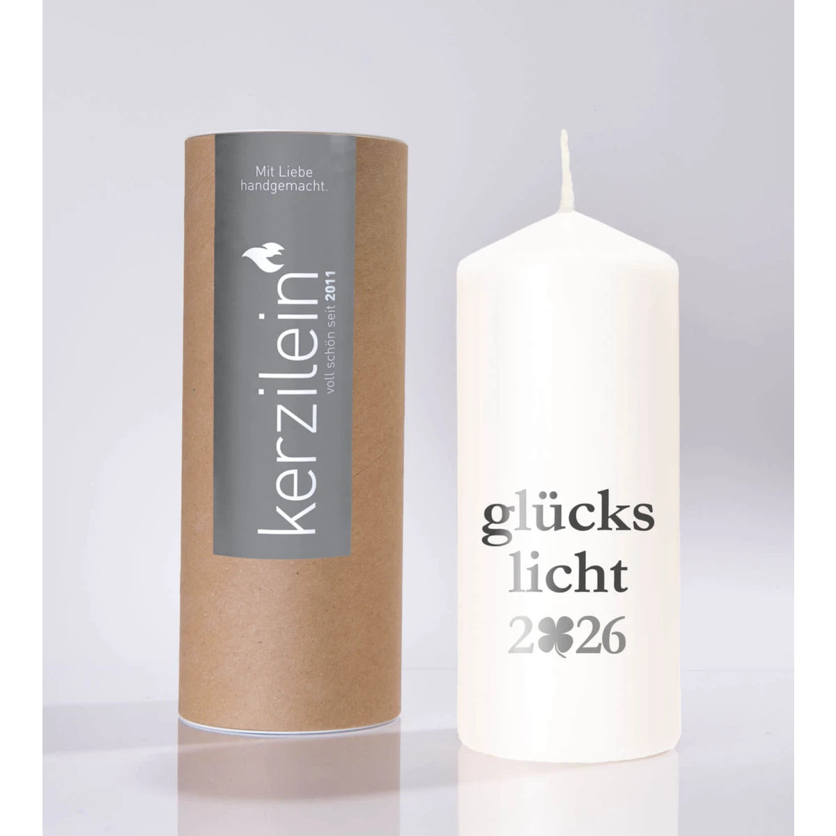 Kerzilein Flamme GLÜCKSLICHT 2026 silber