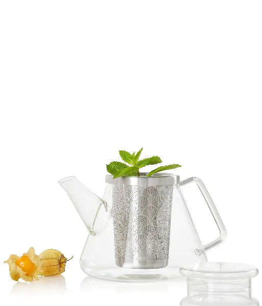 AdHoc Glas Teekanne Fusion mit Edelstahlsieb und Glasdeckel