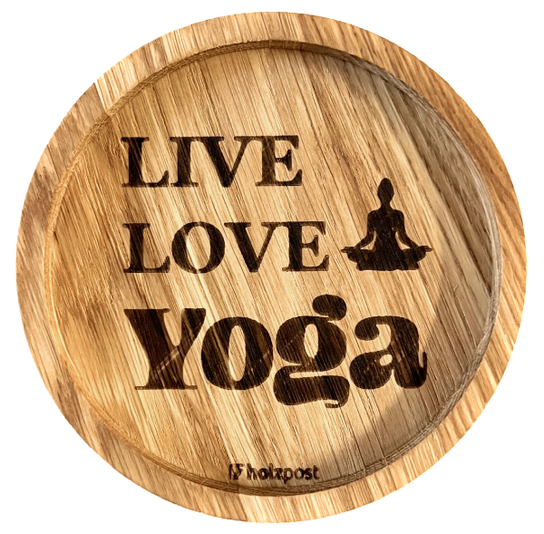 Holzpost Untersetzer Yoga
