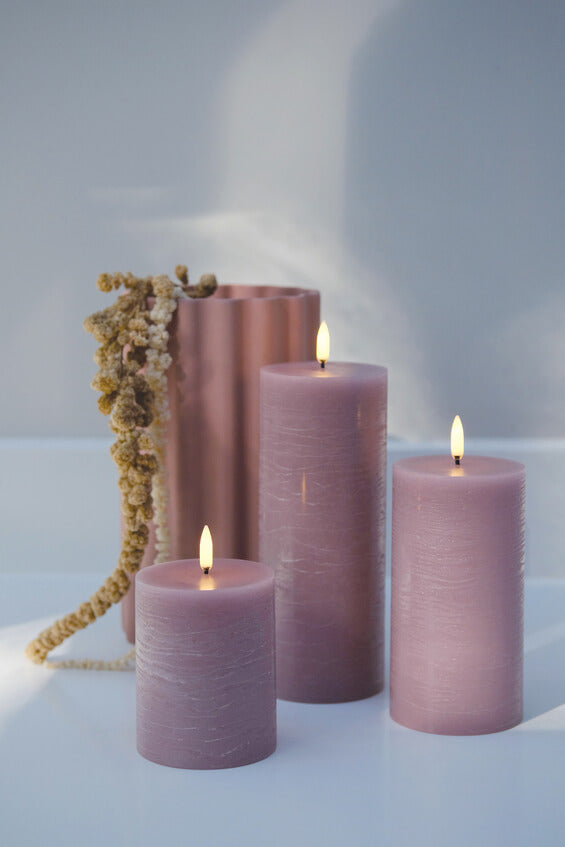 Uyuni LED Pillar Kerze dusty rose Rustic 7,8x10cm