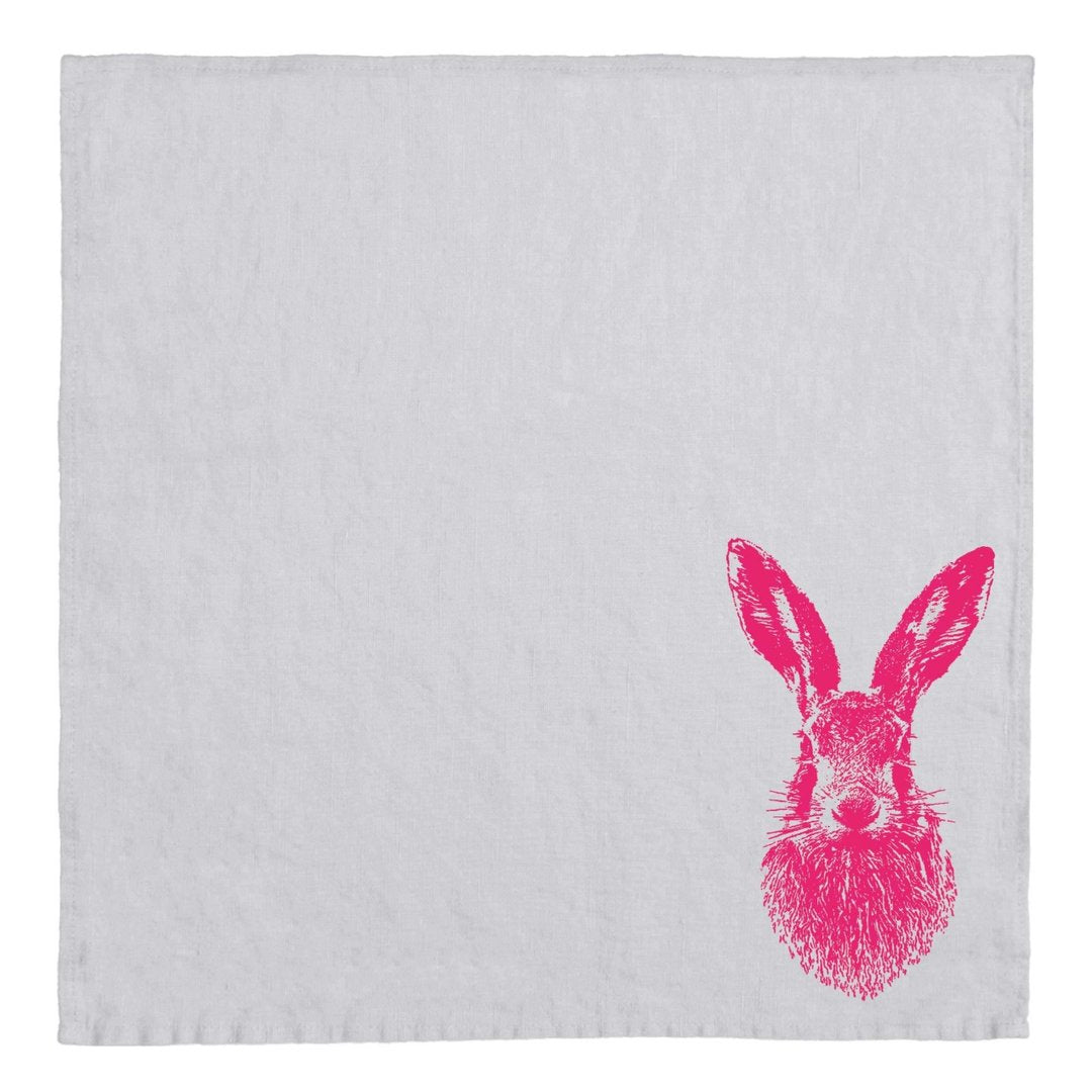 Frohstoff Serviette Leinen Feldhase neonpink - Teeliesel  Default Title